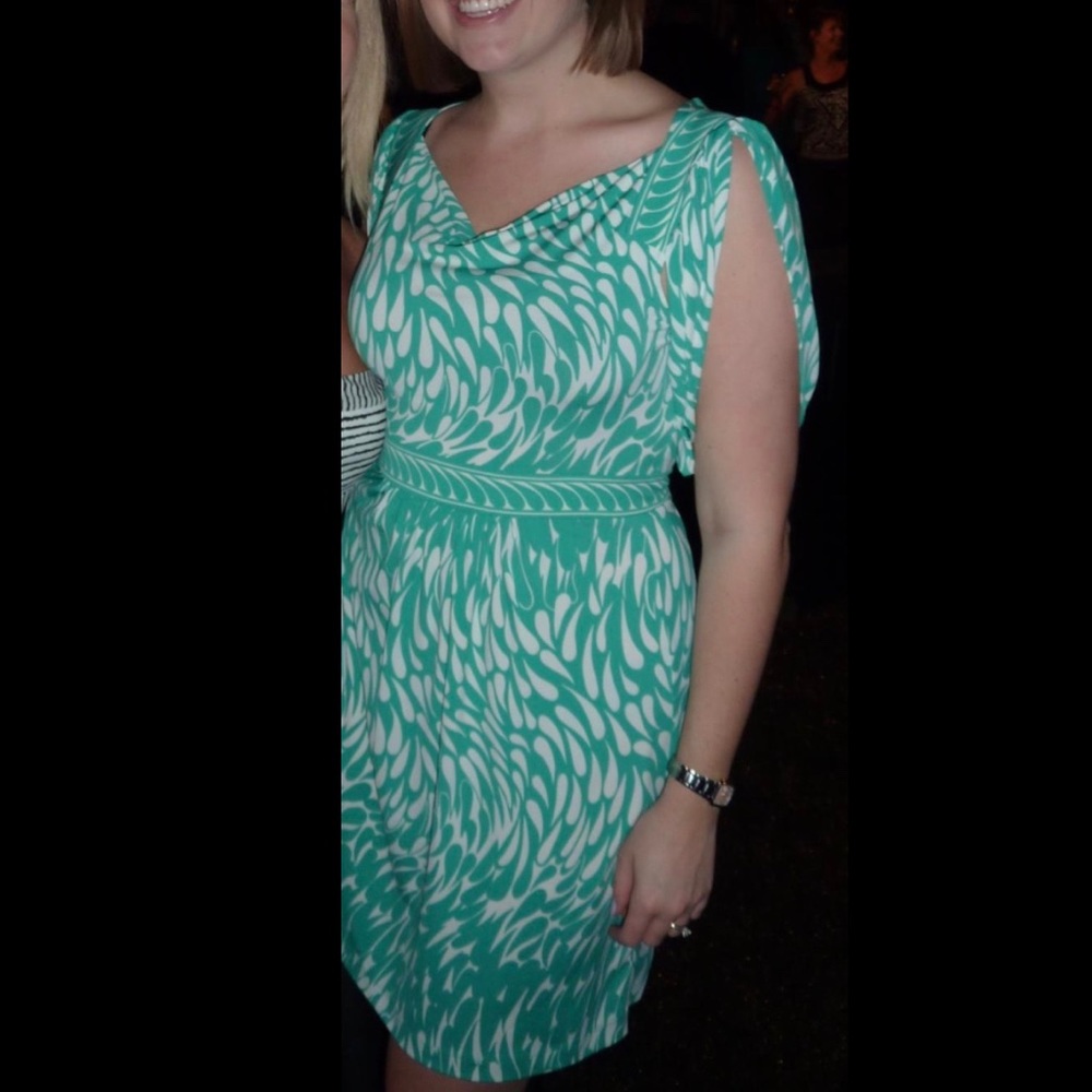 BCBG Green and white dress